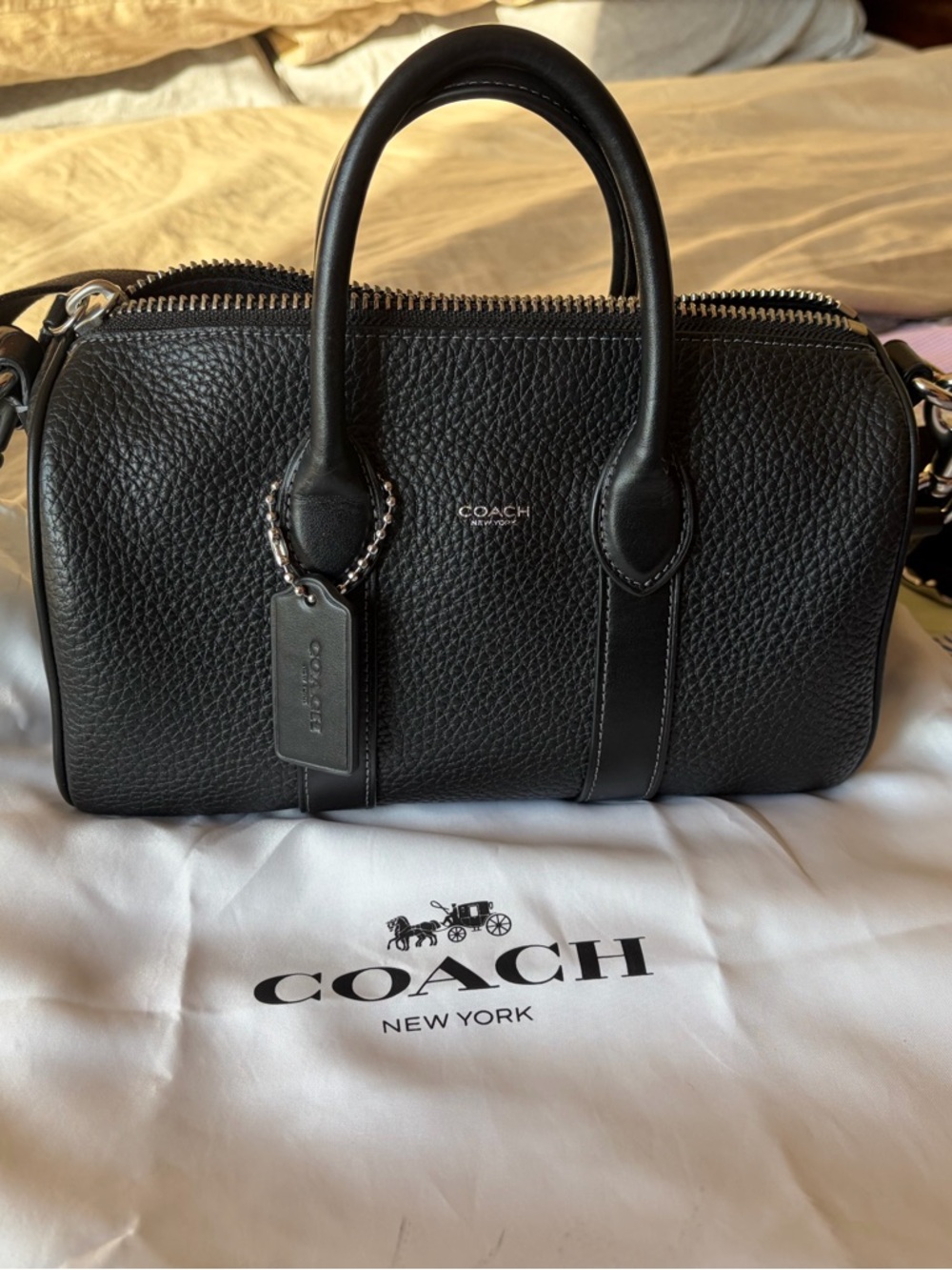 Coach Compass 25 Pebbled Leather  Satchel with Detachable Strap